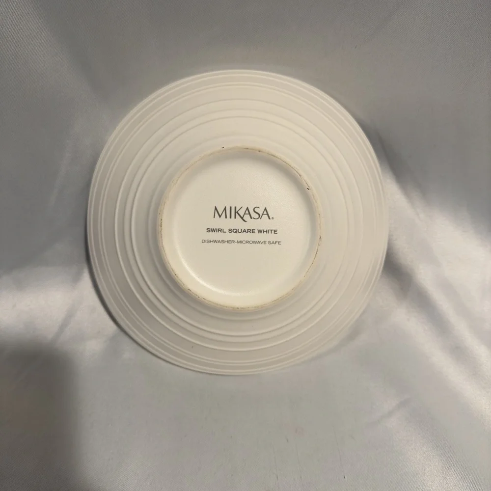 Vintage Mikasa Swirl Square White Ironstone Serving Bowl Square Modernist
